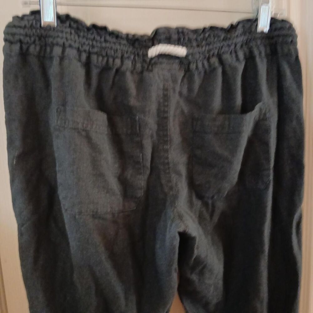 Roxy Black Flare Pants Elastic Drawstring Waist L Coastal Beach Y2K Indie Preppy - Picture 4 of 6